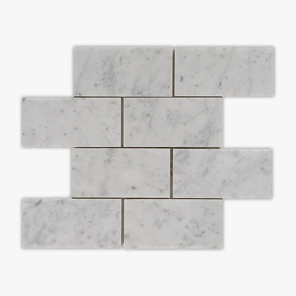 Bianco Carrara Honed 3x6 Brick Marble Mosaic