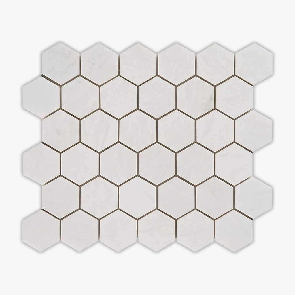 Thassos White Polished 2 Inch Hexagon Marble Mosaic