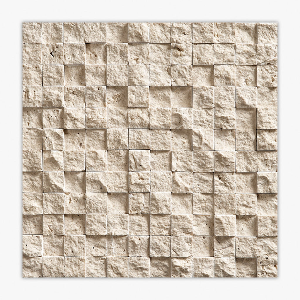Ivory Splitface 1x1 Square Travertine Mosaic