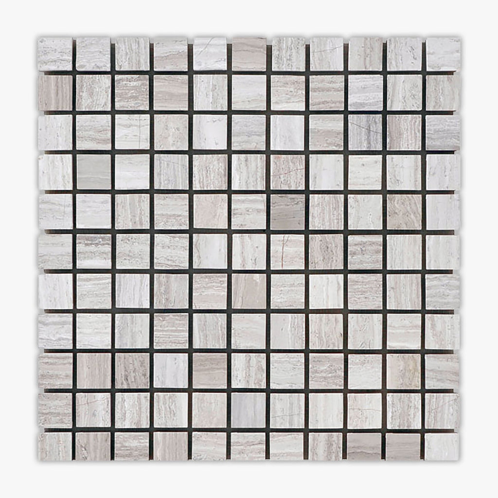 Athens Grey Light Honed 1x1 Square Limestone Mosaic