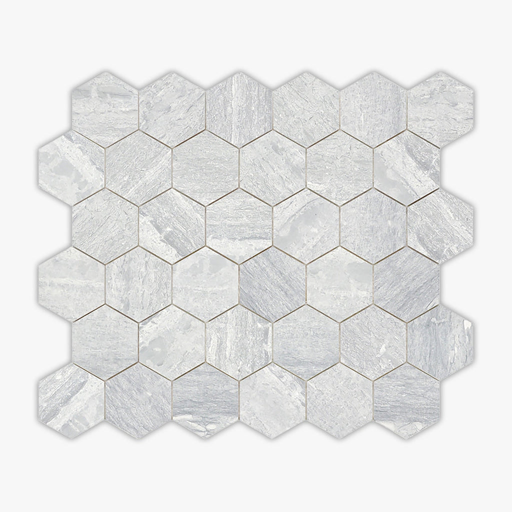 Flusso Blu Honed 2 Inch Hexagon Marble Mosaic