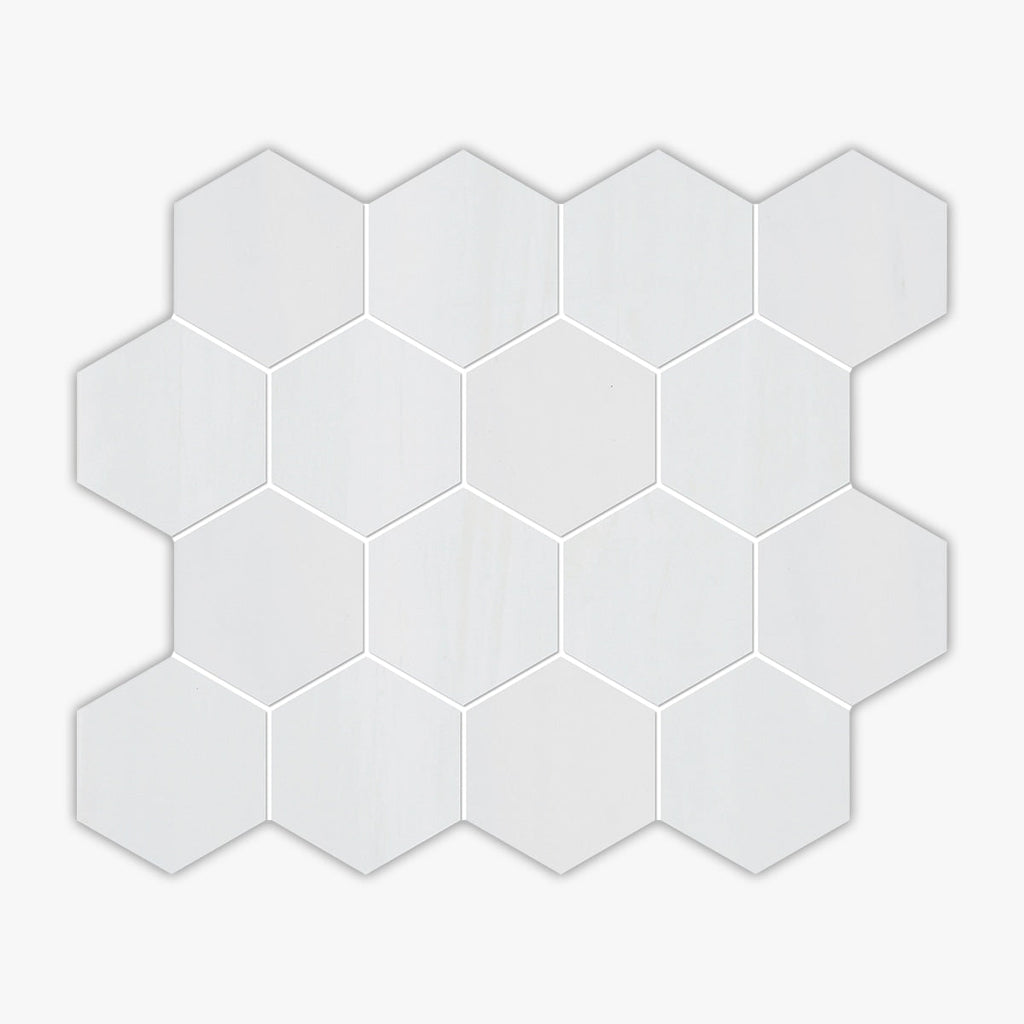 Bianco Dolomiti Honed 3 Inch Hexagon Marble Mosaic