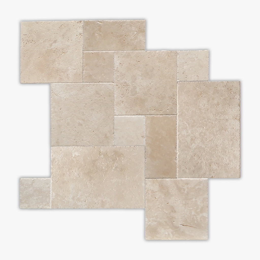 Ivory Brushed 8 Inch Versailles Travertine Tile
