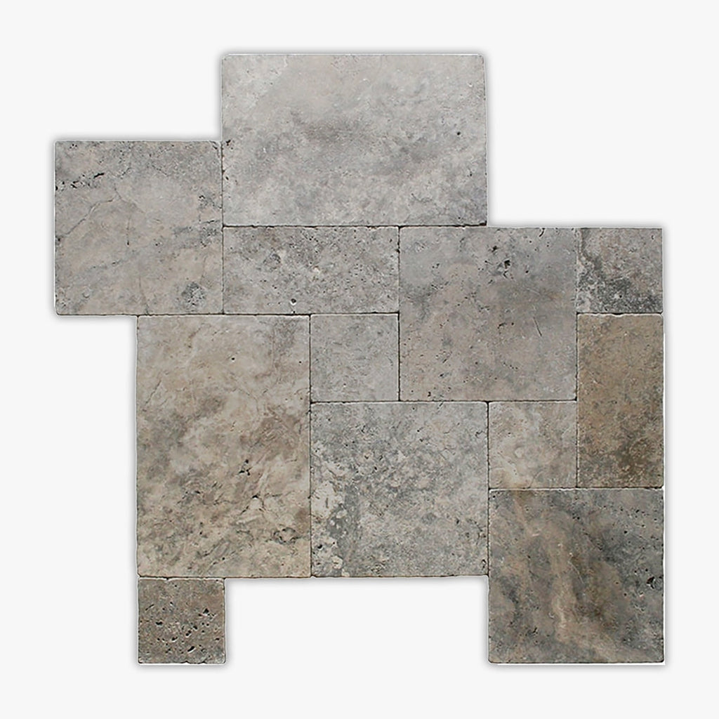 Silver Tumbled 8 Inch Versailles Travertine Paver