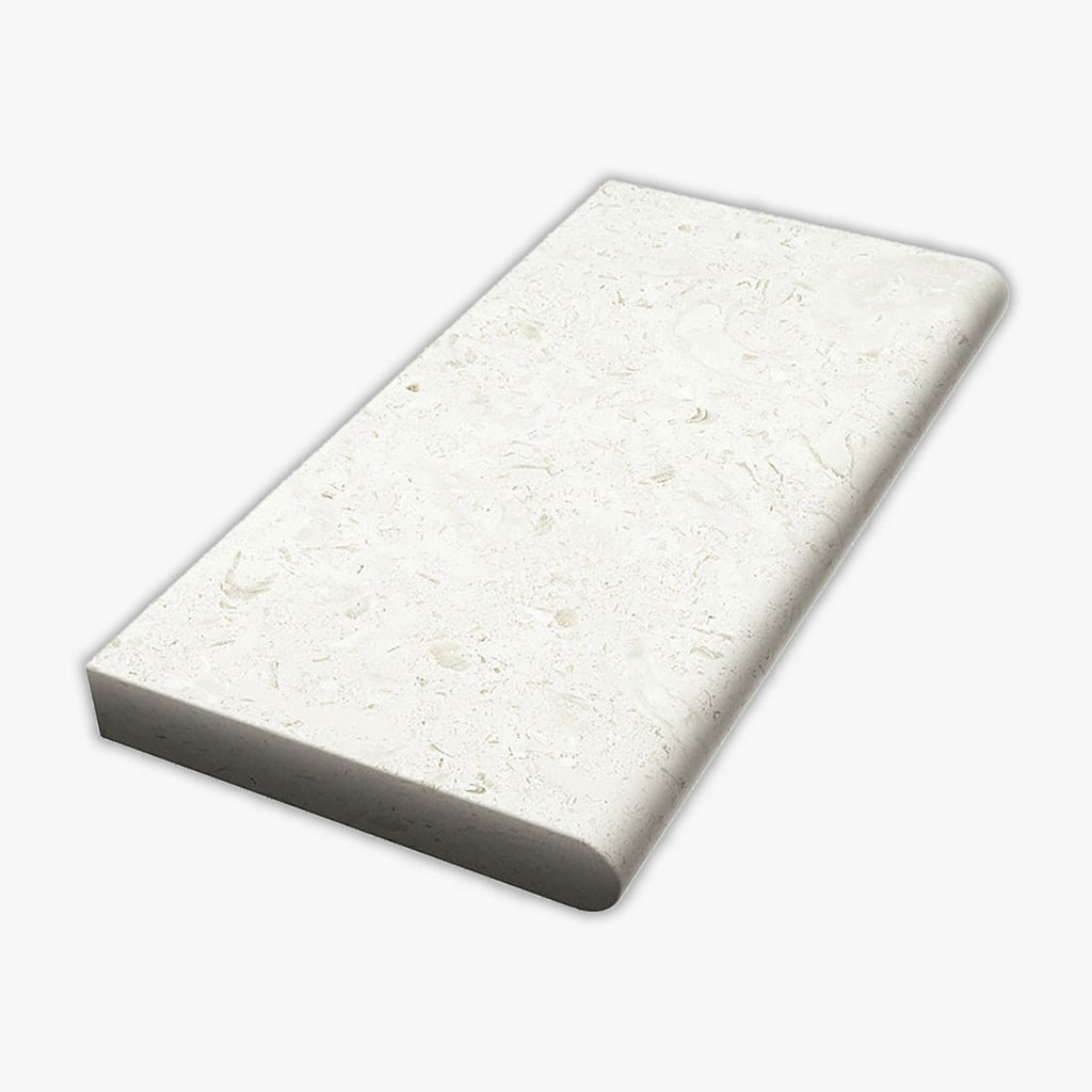 Symra Shell Tumbled 12x24 Limestone Extra Thick Bullnose Coping