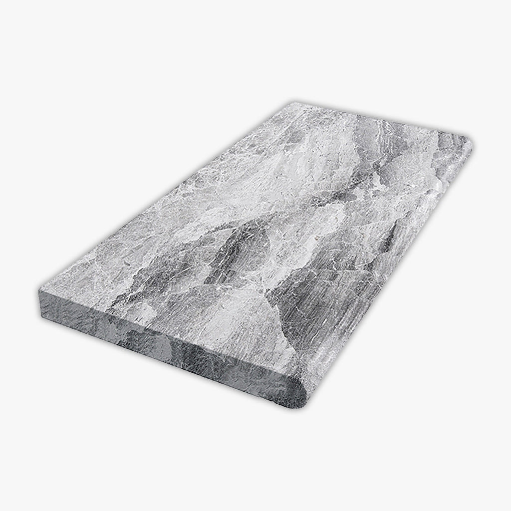 Atlantic Grey Grained Texture 16x24 Marble Extra Thick Bullnose Coping