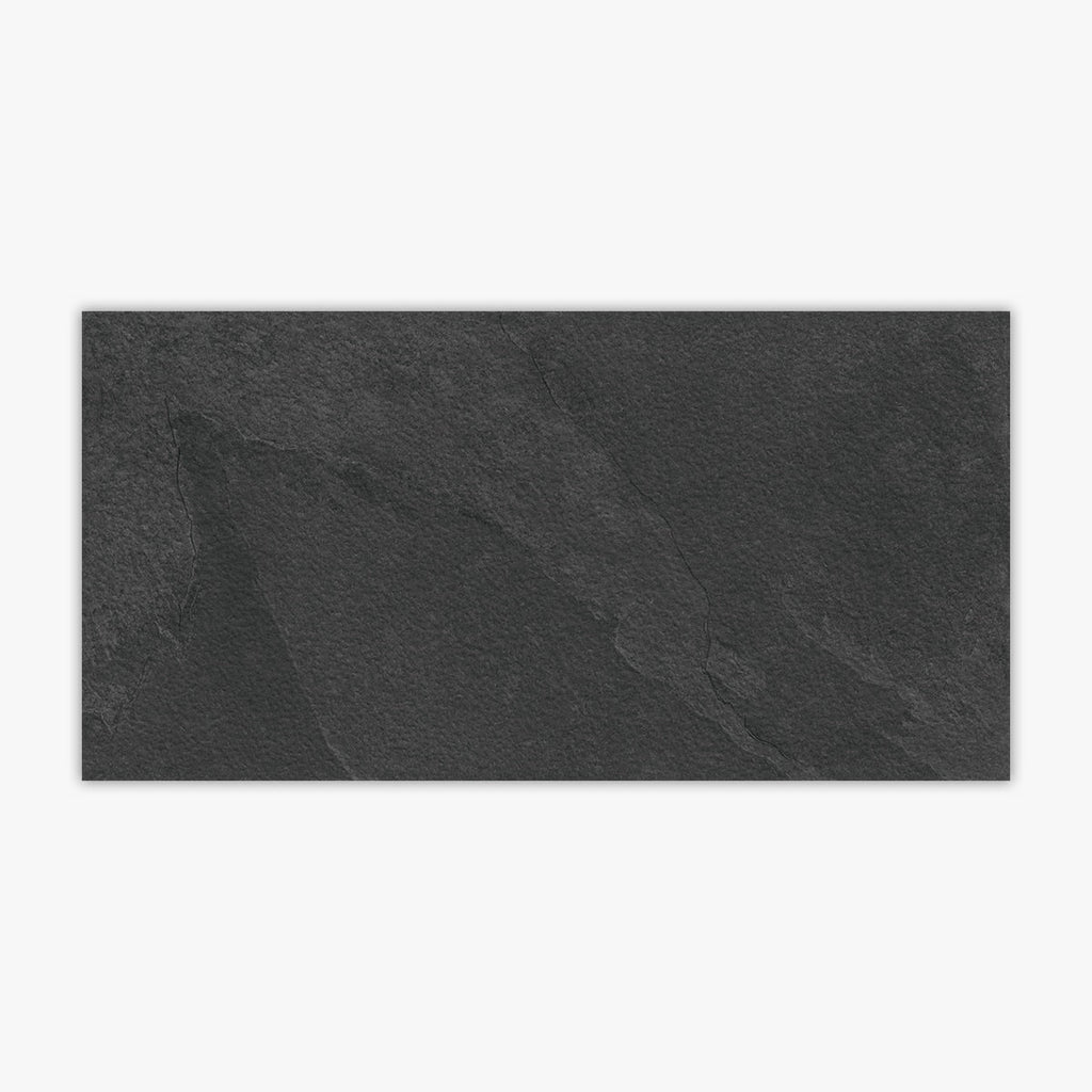 Union Stone Black Bush-Hammered 24x48 Porcelain Tile