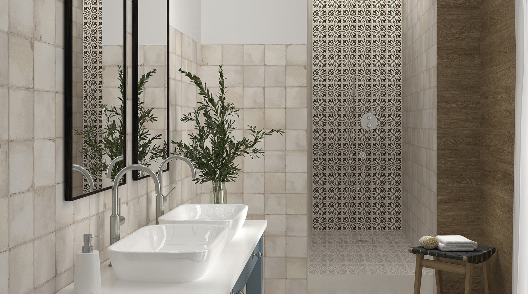 12 Stylish Black Bathroom Backsplash Tile Ideas – TilePoint, image size:1700x949