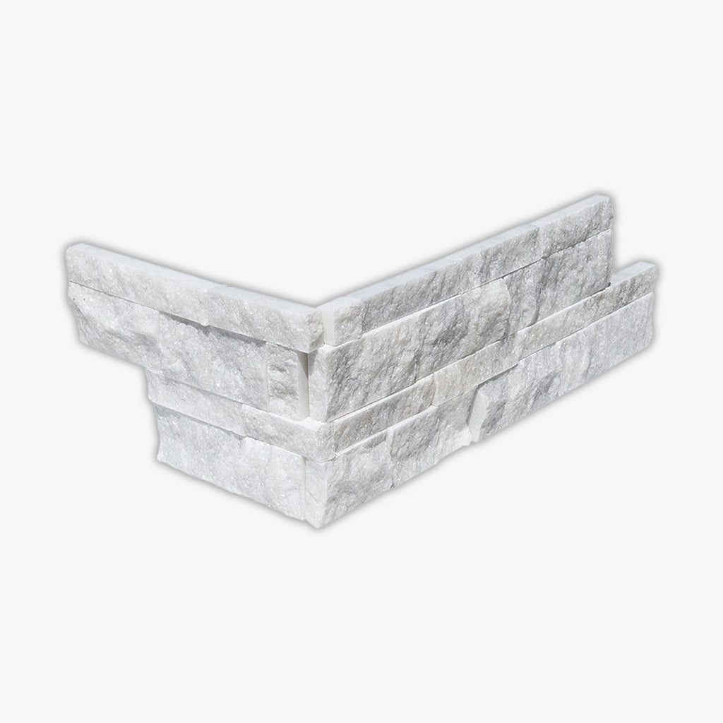 Corner for Turkish Carrara Splitface 6x24 Interlocking 3-Dimensional Marble Ledger Panel