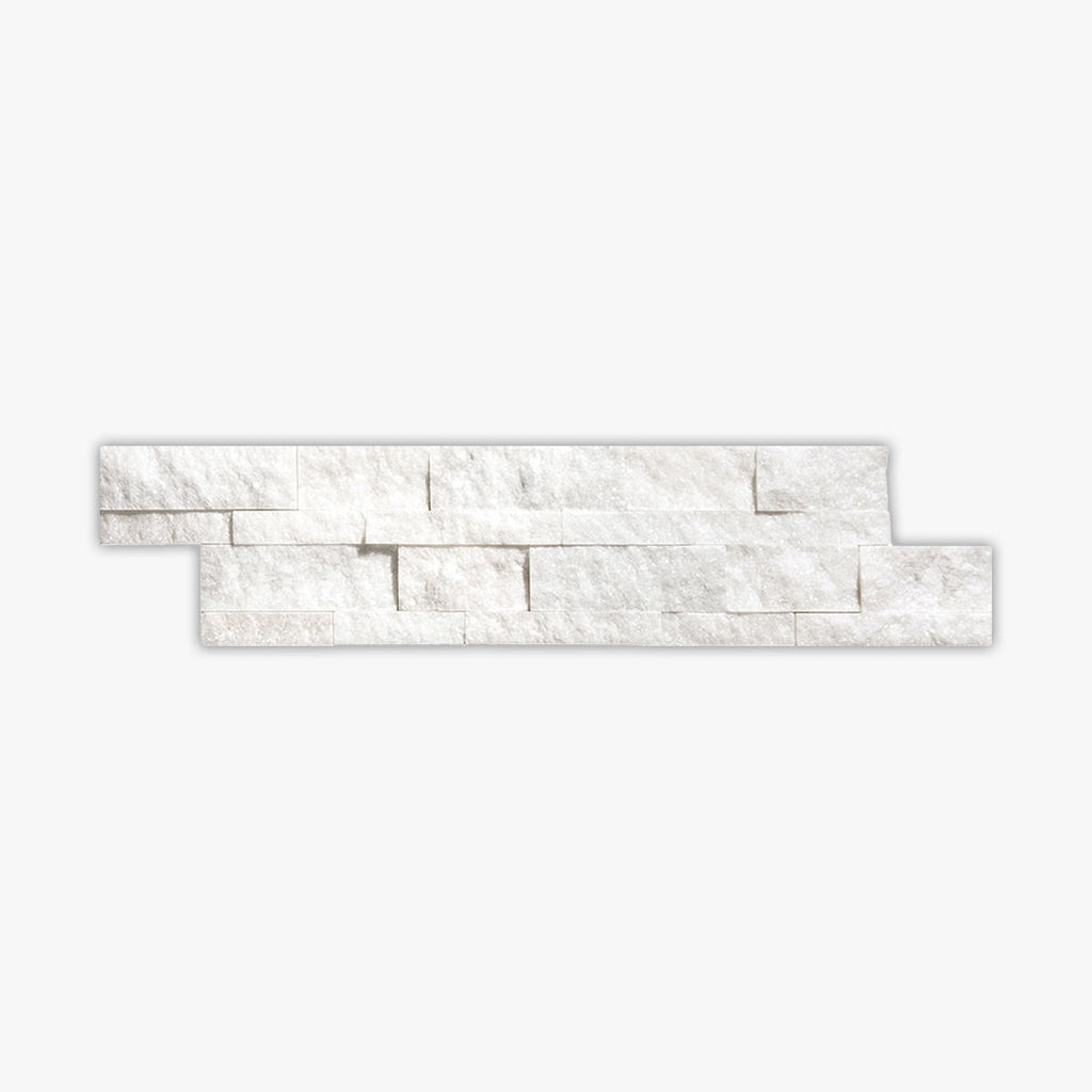 Turkish Carrara Splitface 6x24 Interlocking 3-Dimensional Marble Ledger Panel