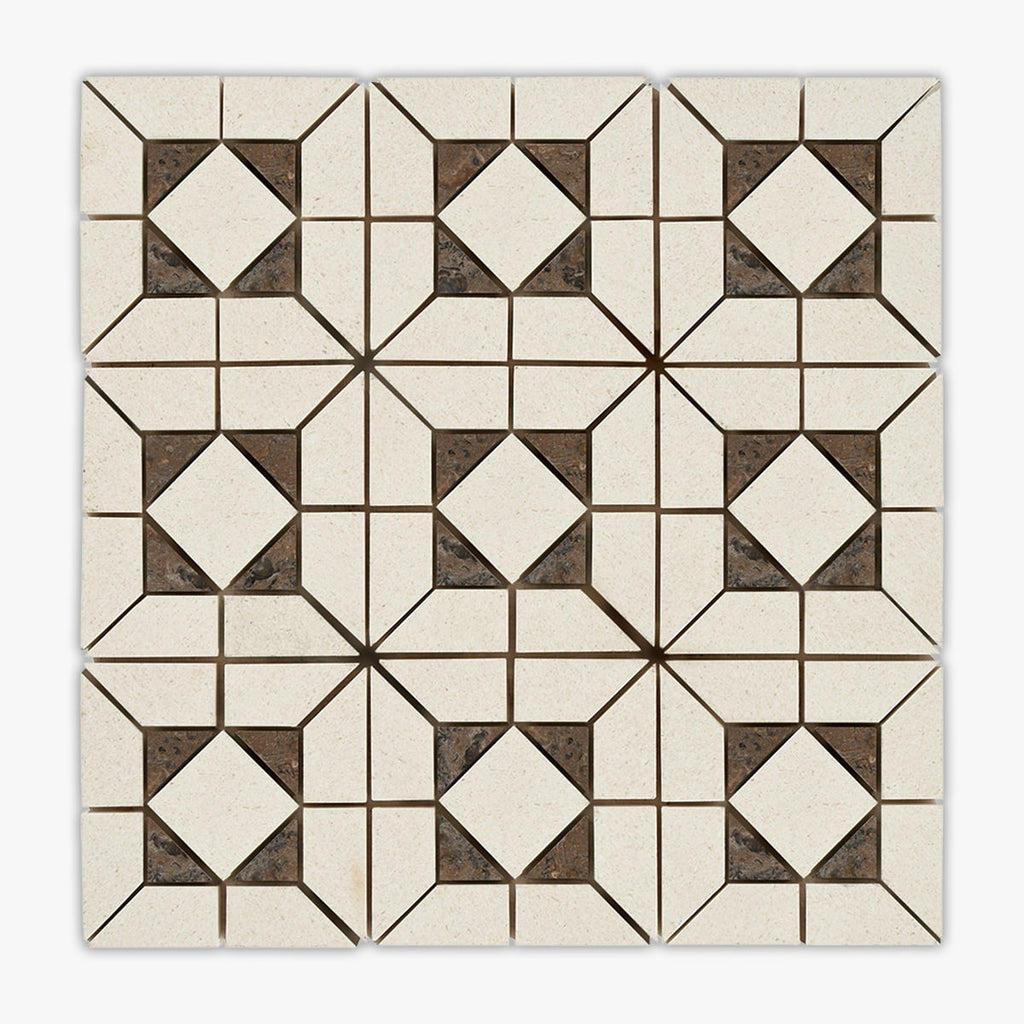 Brown Aino, Champagne Honed Rome Limestone Mosaic