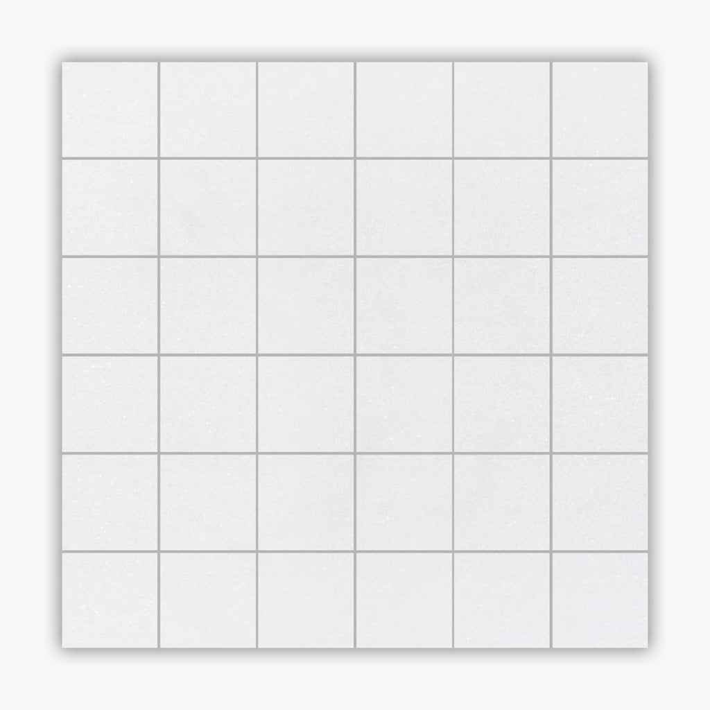 Thassos White Honed 2x2 Square Marble Mosaic