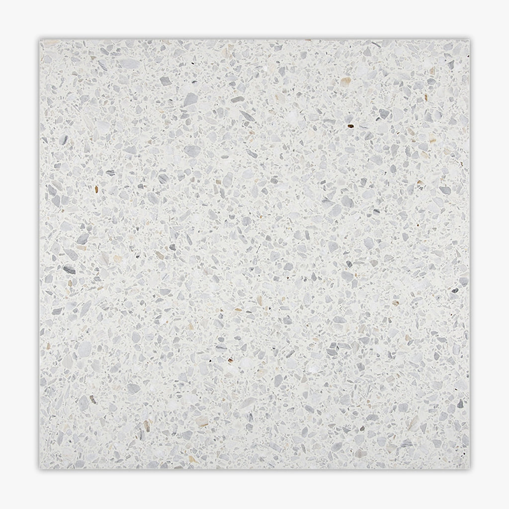 White Polished 24x24 Real Terrazzo Tile