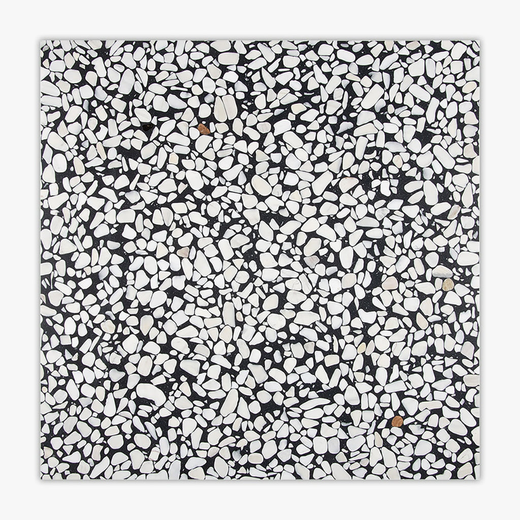 Black and White Polished 24x24 Real Terrazzo Tile