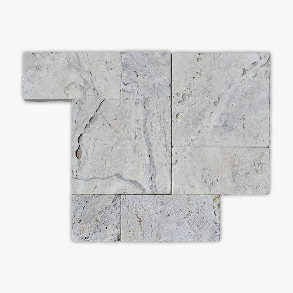 Silver Tumbled Roman Pattern Travertine Paver