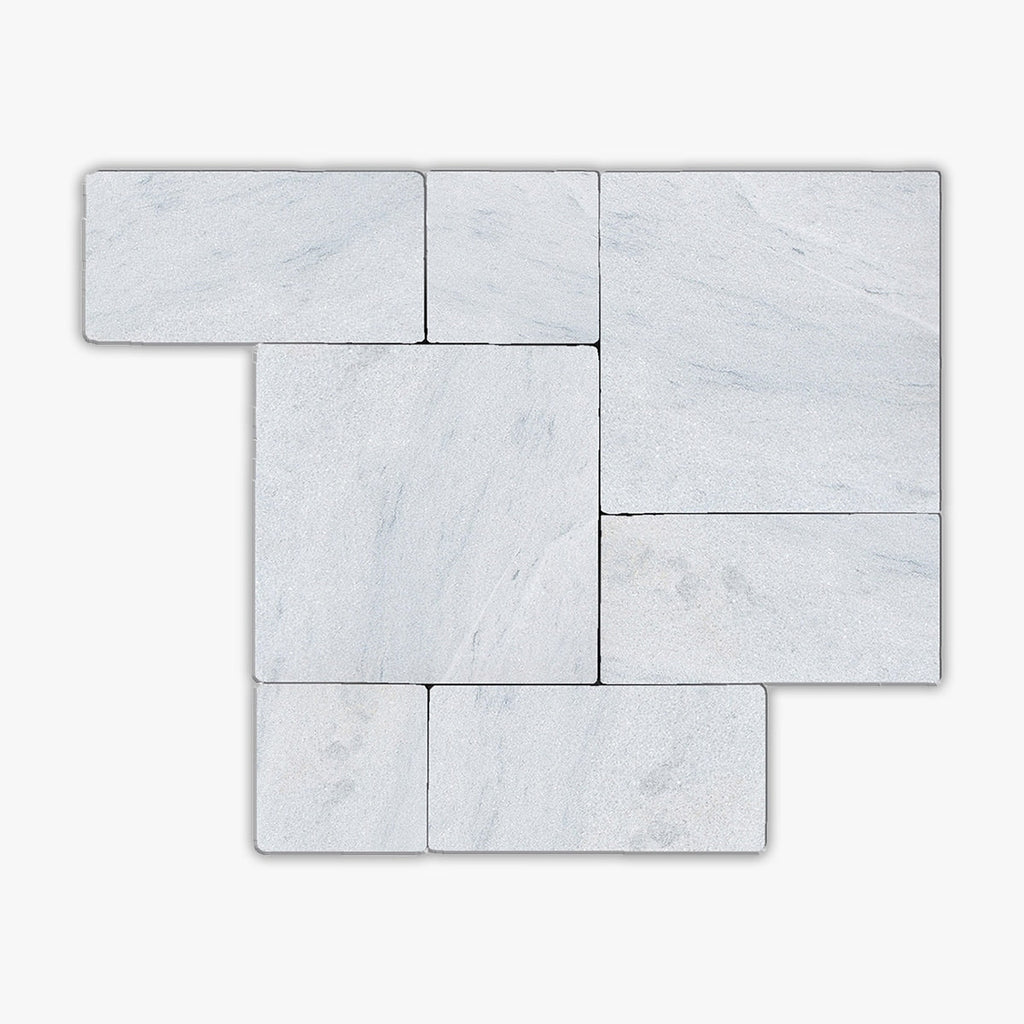 Solto White Grained Texture Roman Pattern Travertine Paver