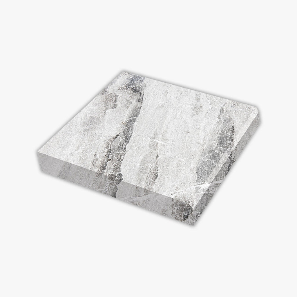 Atlantic Grey Grained Texture 12x12 Marble Extra Thick Modern Edge Coping