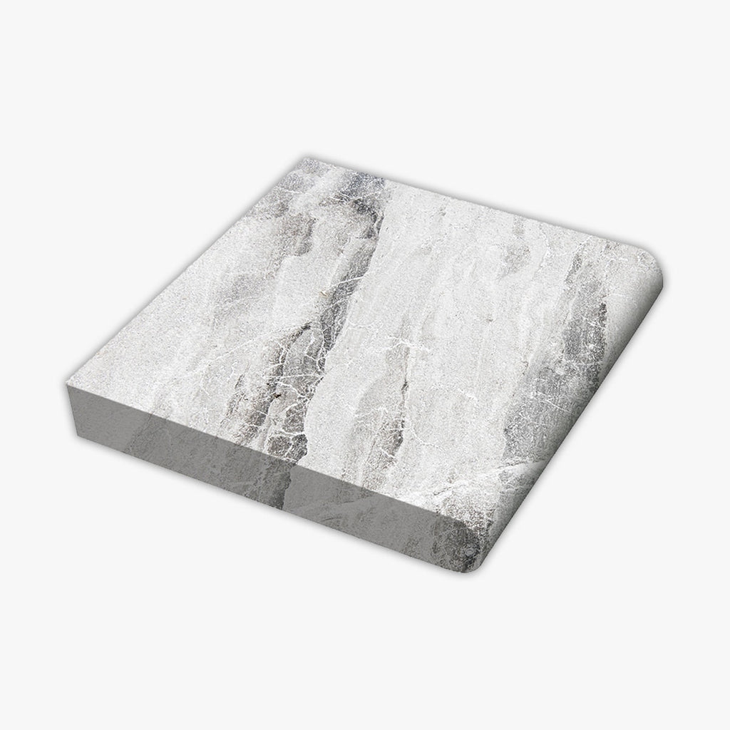 Atlantic Grey Grained Texture 12x12 Marble Extra Thick Bullnose Coping