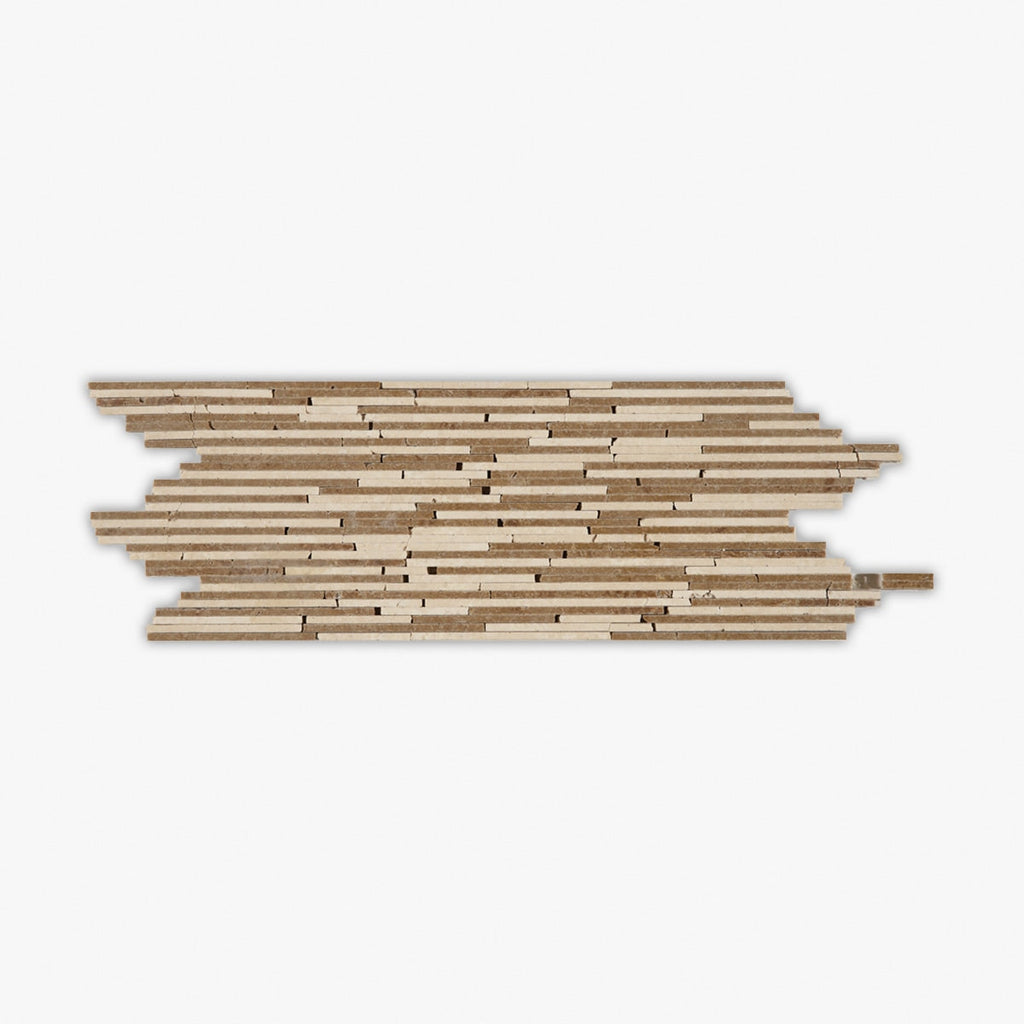 Ivory, Noce Honed Linear Pattern Travertine 3 3/4x10 3/4 Decorative Border