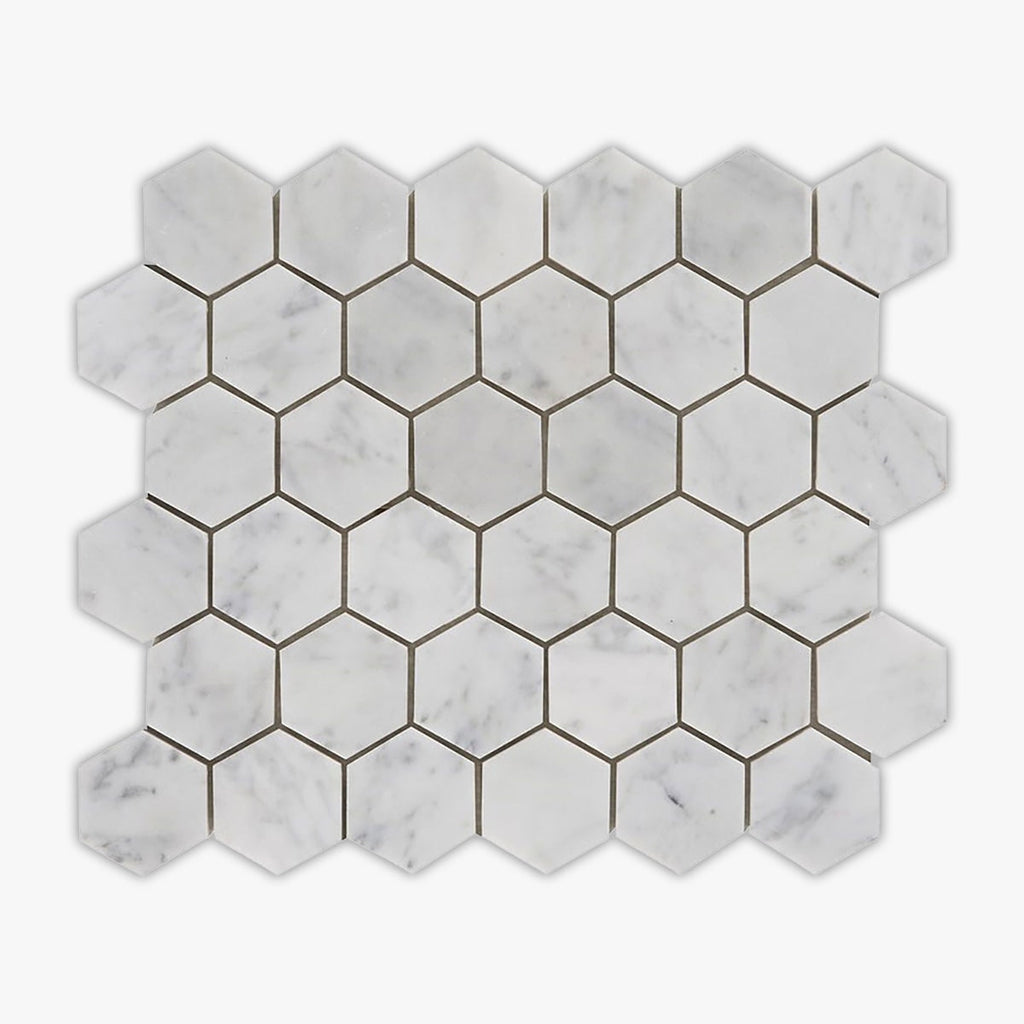 Bianco Carrara Honed 2 Inch Hexagon Marble Mosaic