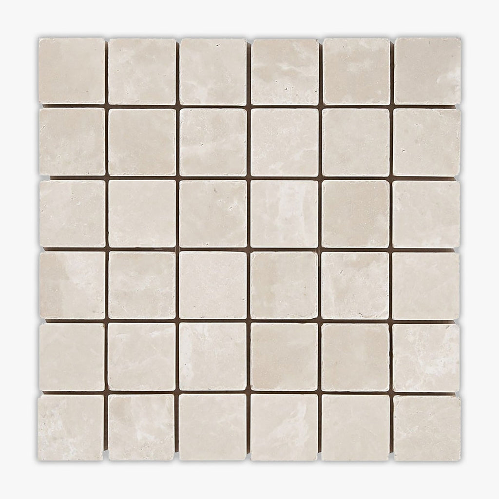 Botticino Tumbled 2x2 Square Marble Mosaic