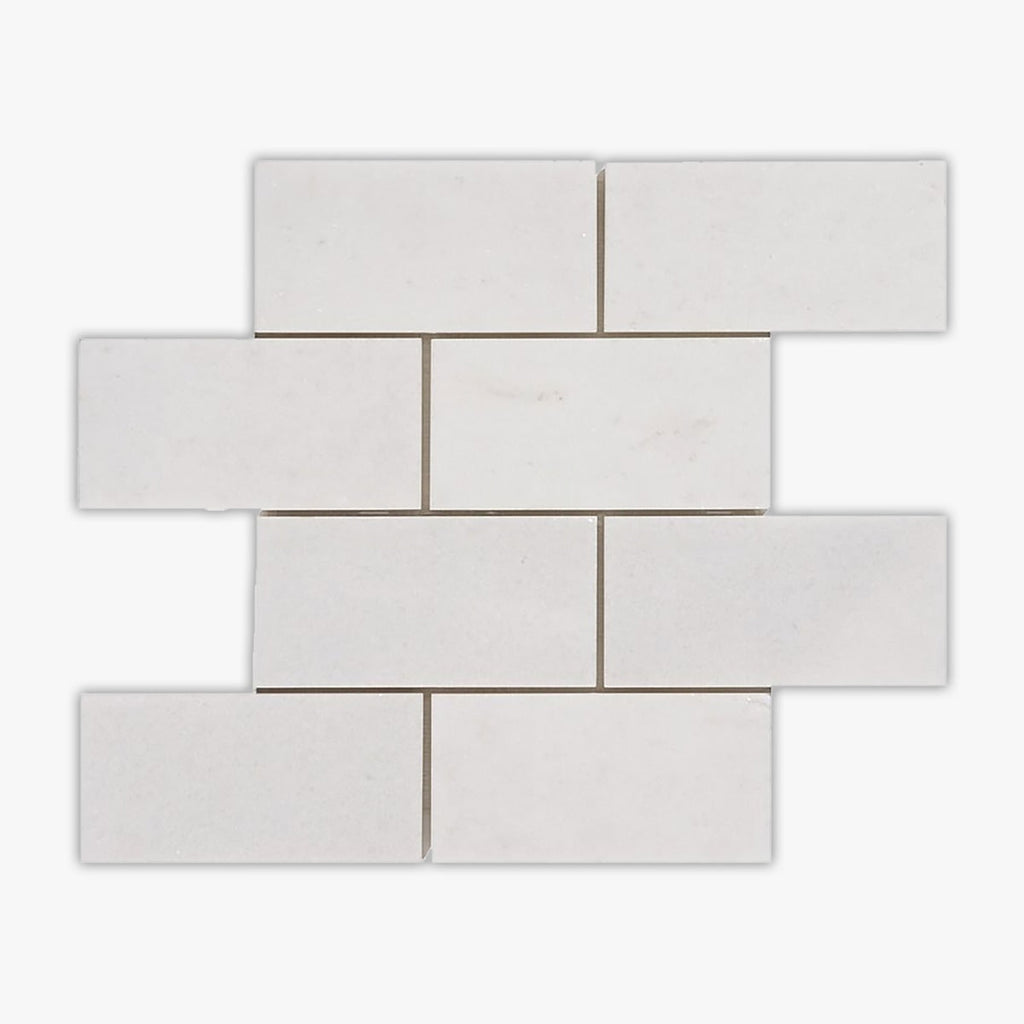 Thassos White Polished 3x6 Brick Marble Mosaic