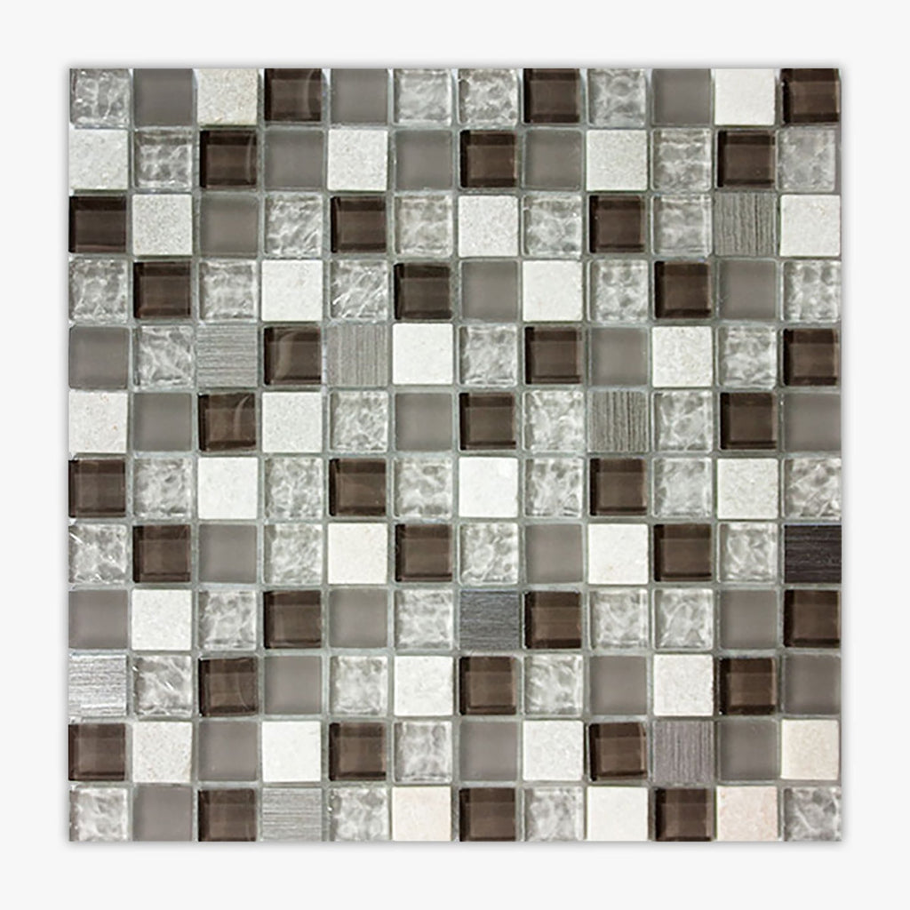 Grey Blend Multi-Textured 1x1 Square Mixed Mosaic