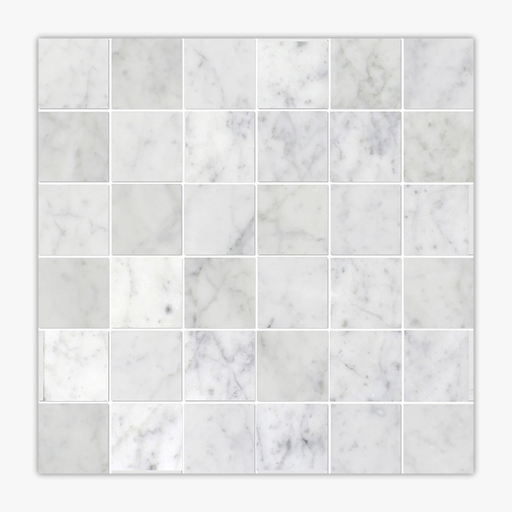 Bianco Carrara Honed 2x2 Square Marble Mosaic
