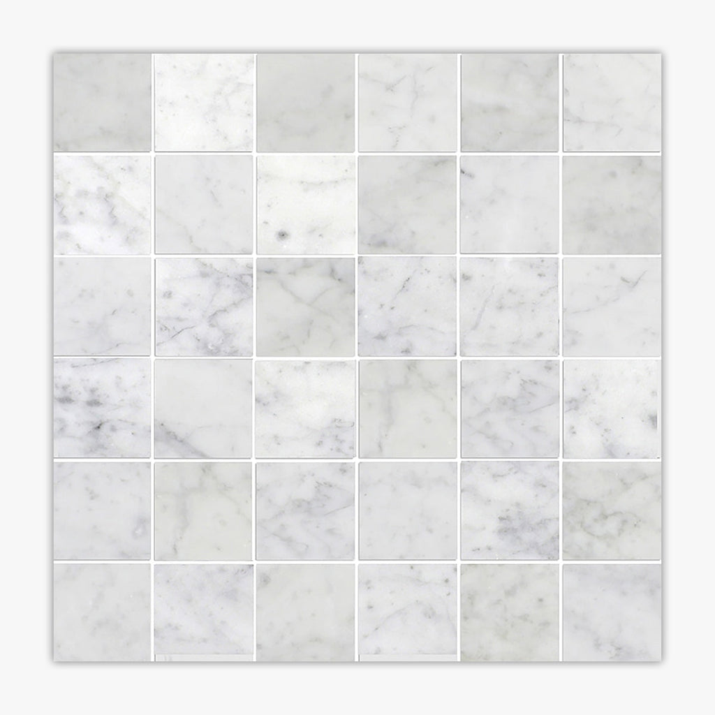 Bianco Carrara Polished 2x2 Square Marble Mosaic
