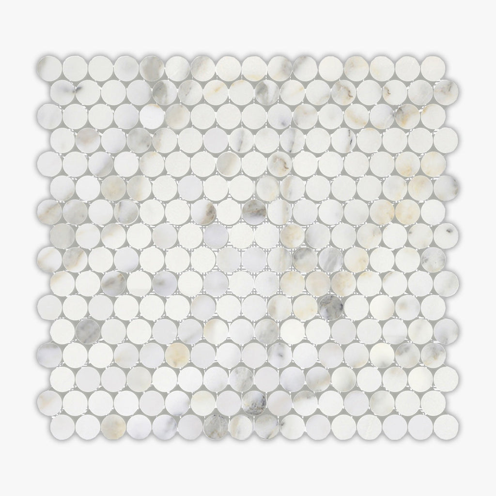 Calacatta Gold Polished 7/8 Penny Round Marble Mosaic