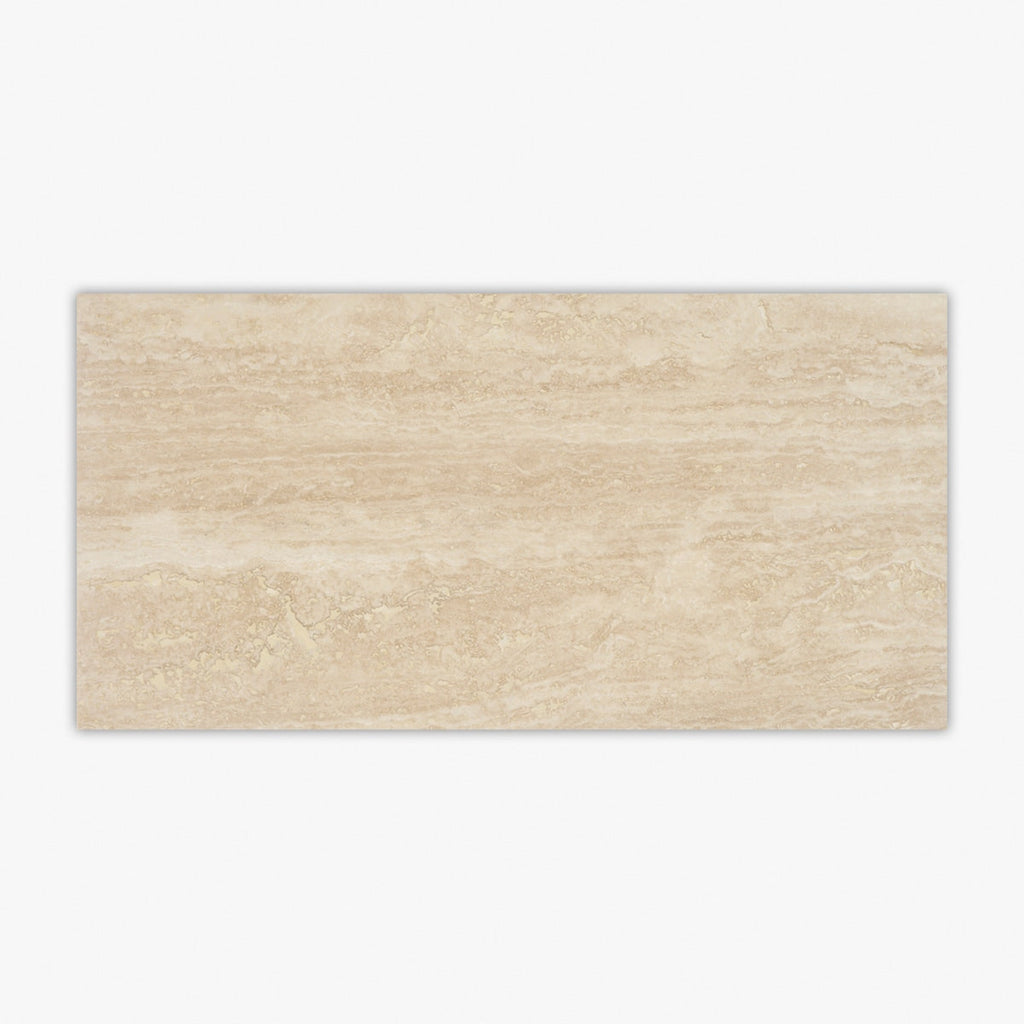 Ivory Vein-Cut Honed Filled 12x24 Travertine Tile