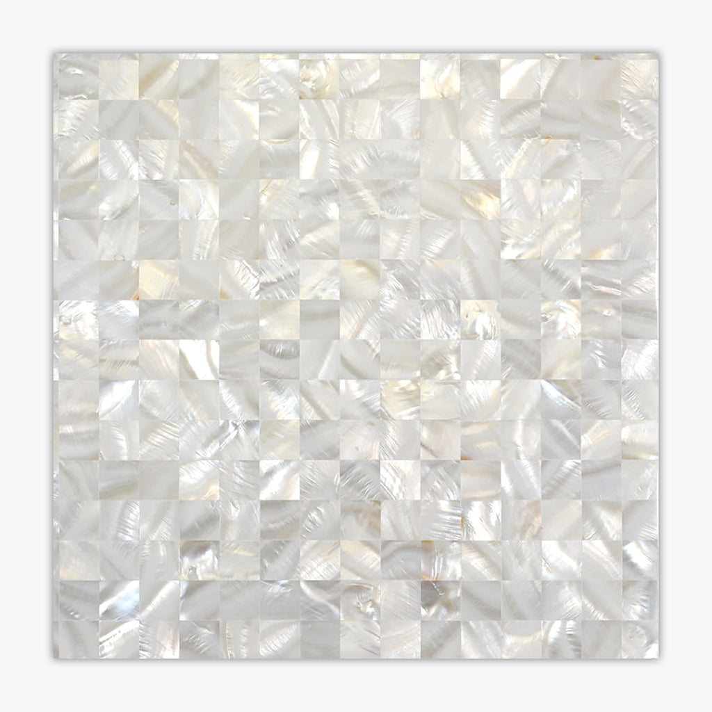 Mother Of Pearl Polished 1x1 Shell on Porcelain Mosaic