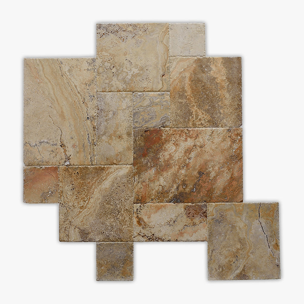 Scabos Brushed 8 Inch Versailles Travertine Tile