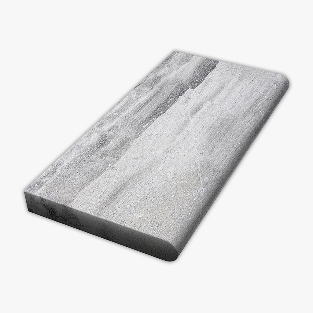 Atlantic Grey Grained Texture 12x24 Marble Extra Thick Bullnose Coping