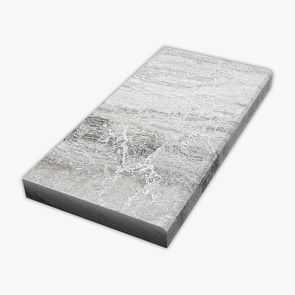 Atlantic Grey Grained Texture 12x24 Marble Extra Thick Modern Edge Coping